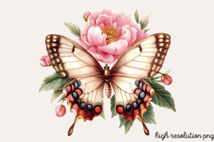 Butterfly Flowers Sublimation PNG Product Image 1