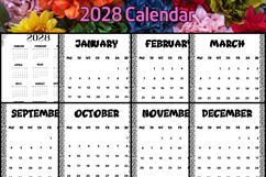 2028 calendar templates with flower frame Product Image 2
