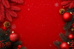 Red Christmas Background, Christmas Pine Cone Background PNG Product Image 1