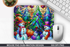 Snowman Mouse Pad Sublimation, Christmas Mouse Pad PNG Product Image 1