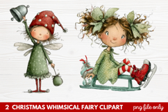 2 Christmas Whimsical Fairy Clipart | Cute Holiday Fairies Product Image 1