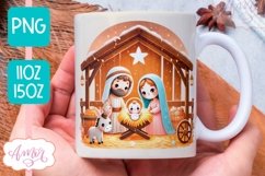 Christmas nativity mug wrap PNG for sublimation 11oz 15oz Product Image 1