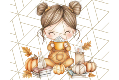 Pumpkin Spice Chibi Girls, Fall Accessories PNG, Cozy Autumn Product Image 5