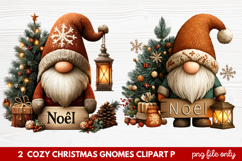 Cozy Christmas Gnomes Clipart | Cute Winter Holiday Gnome Product Image 1