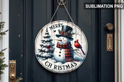Merry Christmas Snowman Round Sign | Round Sublimation PNG Product Image 1