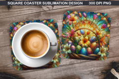 Flower Coaster Sublimation, Easter Coaster PNG Design Product Image 1