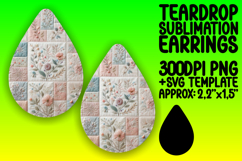 Artistic Teardrop Design for Earrings PNG , Patchwork Product Image 1