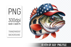 4th of July Fish Clipart PNG, Fish illustration for crafts Product Image 1