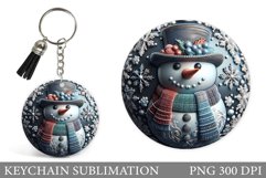 Cute Snowman Keychain Design. Snowman Keychain Sublimation Product Image 1