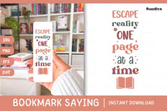 Bookmark Saying SVG | Funny Book Lovers - Escape Reality Product Image 1