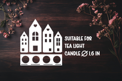 3D House Christmas Candle Holder Laser Cut Design Product Image 2