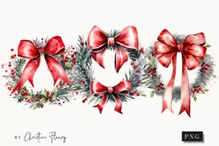 Watercolor Christmas Wreaths Clipart | Watercolor Christmas Product Image 1