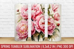 Peony Flower Tumbler Wrap | SpringTumbler Sublimation Design Product Image 1