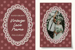 Hand-Drawn Vintage Lace Frame PNG for Wedding Designs Product Image 1