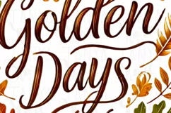 Golden Days Autumn Leaves PNG, Retro Fall Vibes Sublimation Product Image 5
