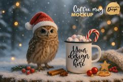 Christmas Mug Mockup | Cute Owl Cup Mockup |PNG JPG Product Image 1