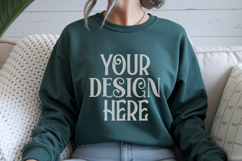 Gildan 18000 Military Green Crewneck Sweatshirt Mockups,G180 Product Image 1