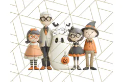 Retro Halloween Clipart Vintage PNG Graphics, 50s Holiday Product Image 5