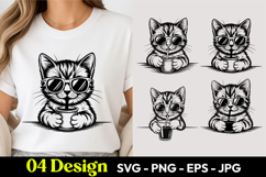 Cool Cat Face SVG PNG Product Image 1