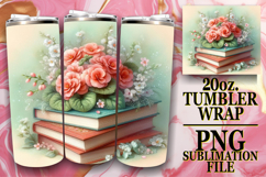 ENCHANTING SMILES 20oz TUMBLER WRAP, Book and flower Product Image 1