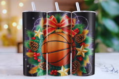 Merry Basketball Tumbler Wrap | Christmas Wrap Product Image 1