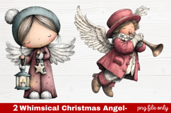 2 Whimsical Christmas Angel Clipart | Cute Holiday Angel PNG Product Image 1