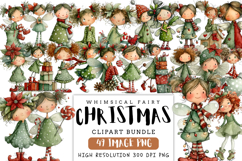 Christmas Whimsical Fairy Clipart Bundle | Cute Holiday Fair Product Image 1