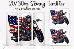 Cat Ride An American Flag - Tumbler Sublimation Design Product Image 1