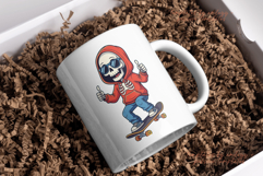 Skeleton Skating PNG Cool Skull Skateboard Clipart Product Image 4