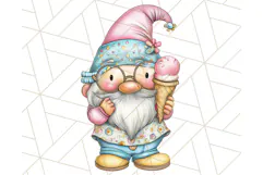 Ice Cream Gnome Clipart PNG Summer Dessert Art, Summer Gnome Product Image 5