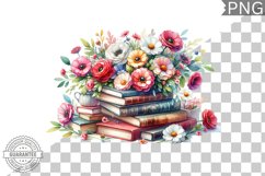 Books Flowers Sublimation- Clipart PNG Design Product Image 1