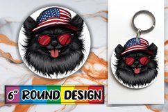 American Flag Dog Sublimation - Round Ornament Car Coaster Product Image 1
