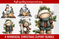 4 Whimsical Christmas Clipart | Cute Festive Holiday PNG Product Image 1