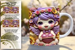 Elegant 15oz Mug Wrap Png Design , 3D Cupid Product Image 1