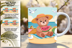 Luxurious 11oz Mug Wrap Png Design , Cute Bear Product Image 1