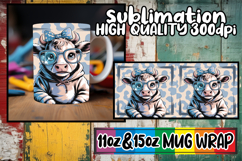 Happy hearts 11oz 15oz sublimation wrap, Cute Cow Product Image 1