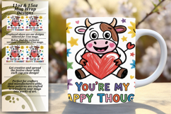 Elegant 15oz Mug Wrap Png Artwork , Cute Cow Product Image 1
