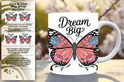 Lovely 15oz Mug Wrap Png Template , Butterfly Product Image 1