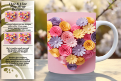 Dynamic 11oz Mug Wrap Png Template , Flowers Heart Product Image 1