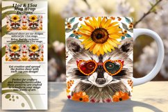 Raccoon &amp; Floral Sublimation Wrap for Mug 11oz/15oz Product Image 1