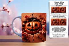 Charming 15oz Mug Wrap Png Design , 3D Pumpkin Product Image 1