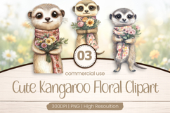 Cute Kangaroo Floral Clipart PNG Product Image 1
