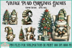 Vintage Plaid Christmas Gnomes | Christmas Clipart Product Image 1