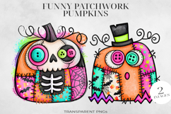 Patchwork Halloween Pumpkin PNG, Stitched Clipart Product Image 1