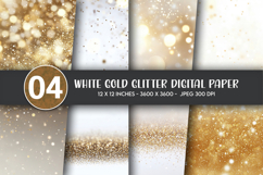 White Gold Glitter Digital Paper Product Image 1