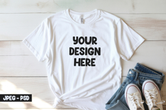 White T-Shirt PSD Mockup with Jeans Product Image 1