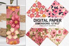 Pink Retro Flowers Digital Paper - Flowers Background Product Image 1