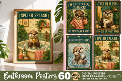 Bathroom funny otters posters, Retro 60 Posters JPG Bundle Product Image 18