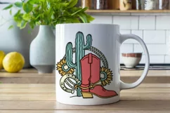 cowboy boot cut file Cactus svg, png sunflowers Cowgirl svg Product Image 8