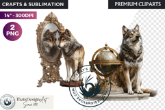 Watercolor Mystic Wolf Fantasy Clipart animal PNG Graphics Product Image 1